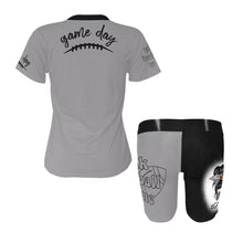 Load image into Gallery viewer, Football Black/Grey Talk Football to Me Women Short Set