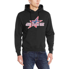 Load image into Gallery viewer, All American 50/50 Name/Number Black Men's Classic Hoodie (Model H17)