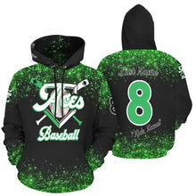 Load image into Gallery viewer, Aces Baseball Hoodie, Black Name/Last/Nick/Baseball Number 4 All Over Print Hoodie for Women (USA Size) (Model H13)