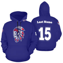 Load image into Gallery viewer, Tribe Navy Name/Number All Over Print Hoodie for Women (USA Size) (Model H13)