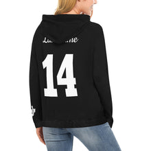 Load image into Gallery viewer, South Volley Ball Hoodie Name/Number black All Over Print Hoodie for Women (USA Size) (Model H13)