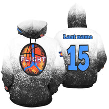 Load image into Gallery viewer, Flight Black/White First Name on Hood All Over Print Hoodie for Men (USA Size) (Model H13)