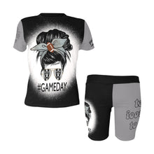 Load image into Gallery viewer, Football Black/Grey Talk Football to Me Women Short Set