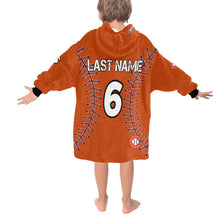 Load image into Gallery viewer, Chaos Baseball LastName/Number/FirstName Orange Full Blanket Hoodie for Kids