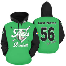 Load image into Gallery viewer, Aces Green/Black All Over Print Hoodie for Men (USA Size) (Model H13)