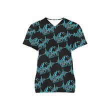 Load image into Gallery viewer, Summit Female Scrub Top Black All Over Print Scrub Top