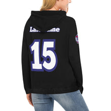 Load image into Gallery viewer, Tribe Black Name/Number All Over Print Hoodie for Women (USA Size) (Model H13)