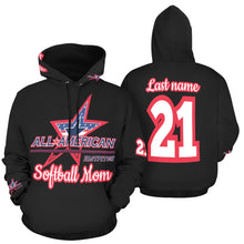 Load image into Gallery viewer, All American Mom Hoodie Full Custom Black Red Words All Over Print Hoodie for Women (USA Size) (Model H13)