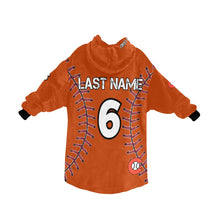 Load image into Gallery viewer, Chaos Baseball LastName/Number/FirstName Orange Full Blanket Hoodie for Kids