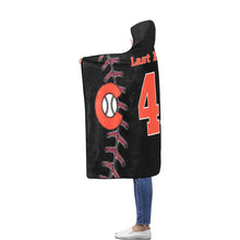 Load image into Gallery viewer, Baseball Hooded Blanket Black2 Flannel Hooded Blanket 56''x80''