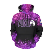 Load image into Gallery viewer, Pueblo Steel Logo purple PS Last name/Number Nickname Glitter All Over Print Hoodie for Women (USA Size) (Model H13)