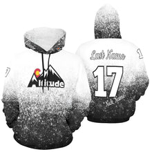 Load image into Gallery viewer, Altitude B/W Last name/Number Nickname All Over Print Hoodie for Women (USA Size) (Model H13)