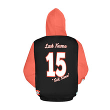 Load image into Gallery viewer, Chaos Baseball Mama Black Orange Sleeve All Over Print Hoodie for Women (USA Size) (Model H13)