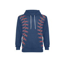Load image into Gallery viewer, Baseball Navy Fleece Lined Men's Long Sleeve Fleece Hoodie (Model H55)