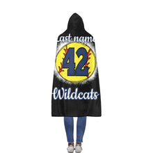 Load image into Gallery viewer, Wildcats Softball Name Flannel Hooded Blanket 56''x80''
