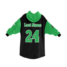 Load image into Gallery viewer, Aces Sherpa Black/Green Blanket Hoodie for Women