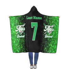 Load image into Gallery viewer, Aces Glitter Flannel Hooded Blanket 56''x80''