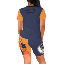 Load image into Gallery viewer, Football Gameday Orange/Blue Women's Short Set