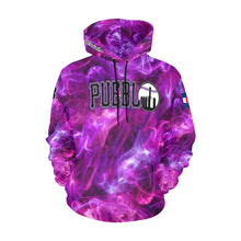 Load image into Gallery viewer, Pueblo Steel Logo purple PS Last name/Number Nickname swirls All Over Print Hoodie for Women (USA Size) (Model H13)