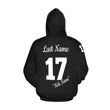 Load image into Gallery viewer, Altitude Black Last name/Number Nickname All Over Print Hoodie for Women (USA Size) (Model H13)