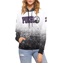 Load image into Gallery viewer, Pueblo Steel B/W PS Last name/Number Nickname B/W 5 All Over Print Hoodie for Women (USA Size) (Model H13)