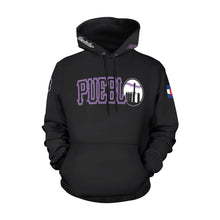 Load image into Gallery viewer, Pueblo Steel B/W PS Last name/Number Nickname B/W 0 All Over Print Hoodie for Women (USA Size) (Model H13)