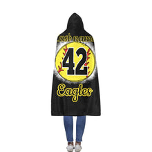 Load image into Gallery viewer, Eagles Softball Name Flannel Hooded Blanket 56''x80''