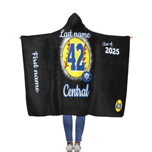 Load image into Gallery viewer, Central Wildcats Logo Flannel Hooded Blanket 56''x80''