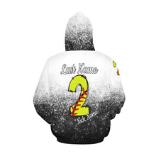 Load image into Gallery viewer, Altitude B/W Last name/Number Nickname Softball Number All Over Print Hoodie for Women (USA Size) (Model H13)