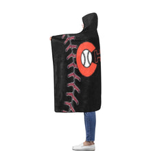Load image into Gallery viewer, Baseball Hooded Blanket Black No Custom Flannel Hooded Blanket 56''x80''