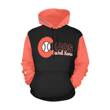 Load image into Gallery viewer, Chaos Baseball Mama Black Orange Sleeve All Over Print Hoodie for Women (USA Size) (Model H13)