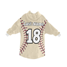 Load image into Gallery viewer, Baseball Cream Mini LastName/Number Blanket Hoodie for Kids