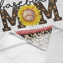 Load image into Gallery viewer, Baseball Mom Sunflower Leopard Corner Print Blanket Ultra-Soft Micro Fleece Blanket 30''x40''