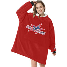 Load image into Gallery viewer, All American Snuggler Red Blanket Hoodie for Women