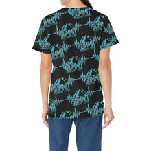 Load image into Gallery viewer, Summit Female Scrub Top Black All Over Print Scrub Top