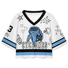 Load image into Gallery viewer, Doodle Sketch Women's Crop Rugby Jersey
