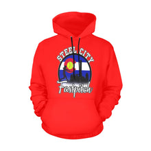 Load image into Gallery viewer, Steel City men red All Over Print Hoodie for Men (USA Size) (Model H13)
