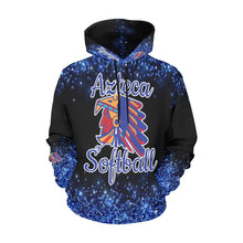 Load image into Gallery viewer, Azteca Hoodie Women Glitter Final Ema hood Glitter black final zyana All Over Print Hoodie for Women (USA Size) (Model H13)
