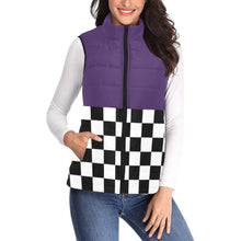 Load image into Gallery viewer, Checker Half Purple Women's Padded Vest Jacket (Model H44)
