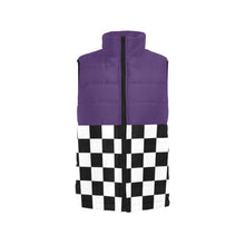 Load image into Gallery viewer, Checker Half Purple Women's Padded Vest Jacket (Model H44)
