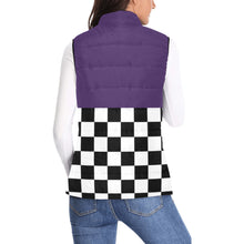 Load image into Gallery viewer, Checker Half Purple Women's Padded Vest Jacket (Model H44)
