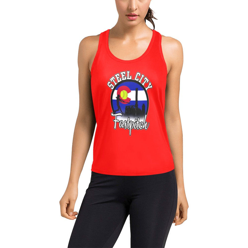 Steel city racer back with lastname Women's Racerback Tank Top (Model T60)