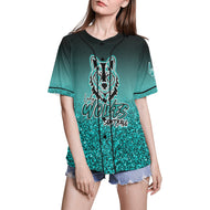 Lady Wolves Glitter All Over Print Baseball Jersey for Women (Model T50)