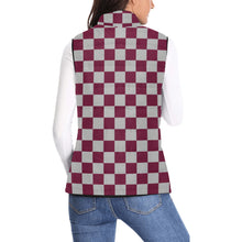 Load image into Gallery viewer, Checker Maroon and Grey Women's Padded Vest Jacket (Model H44)
