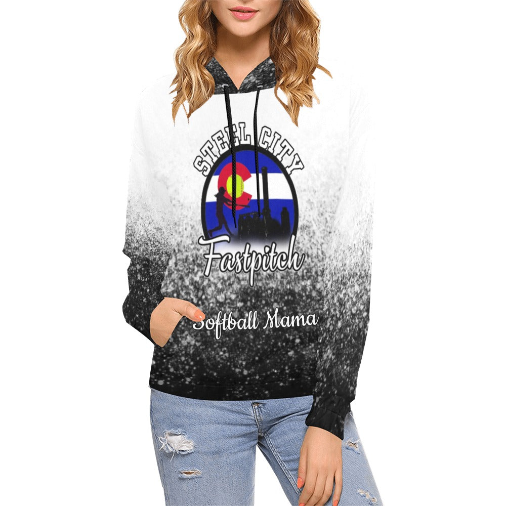 Steel City Mama LasNname/FirstName/NickName/Number san All Over Print Hoodie for Women (USA Size) (Model H13)
