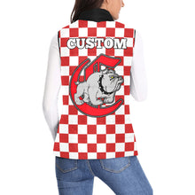 Load image into Gallery viewer, Checker Red/White b Women's Padded Vest Jacket (Model H44)
