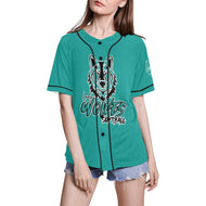 Lady Wolves Turquoise All Over Print Baseball Jersey for Women (Model T50)