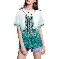 Lady Wolves White Glitter All Over Print Baseball Jersey for Women (Model T50)