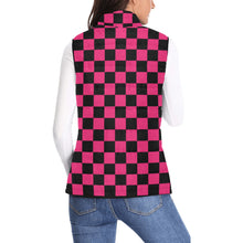 Load image into Gallery viewer, Checker Dark Pink Women's Padded Vest Jacket (Model H44)

