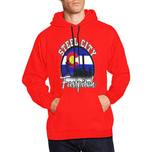 Load image into Gallery viewer, Steel City men red All Over Print Hoodie for Men (USA Size) (Model H13)
